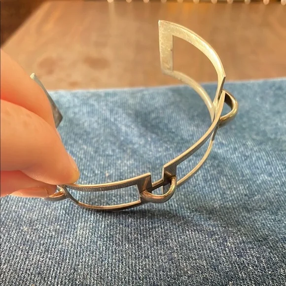 Vintage Sterling Silver Modernist Brutalist Wide Cuff Bracelet Mexico .925 Stamp - Picture 5 of 10